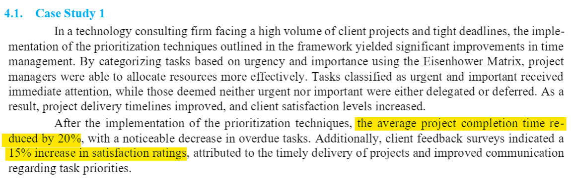 Case study trong bài báo "A Structural Framework for Effective Time Management in Dynamic Work Environments"